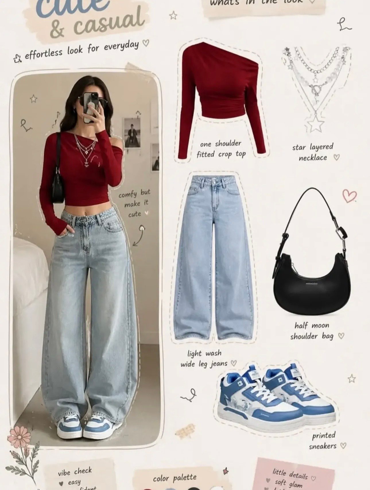 Cute Casual One-Shoulder Day Out Set